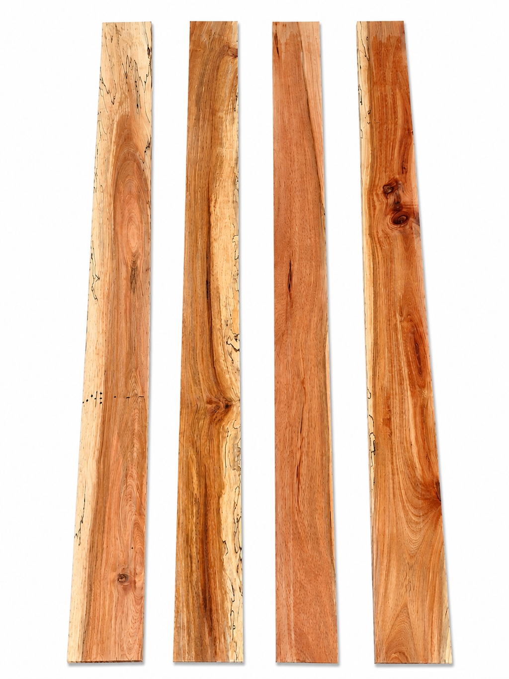 Lot #5, four dense spalted Rosewood boards with black zone lines