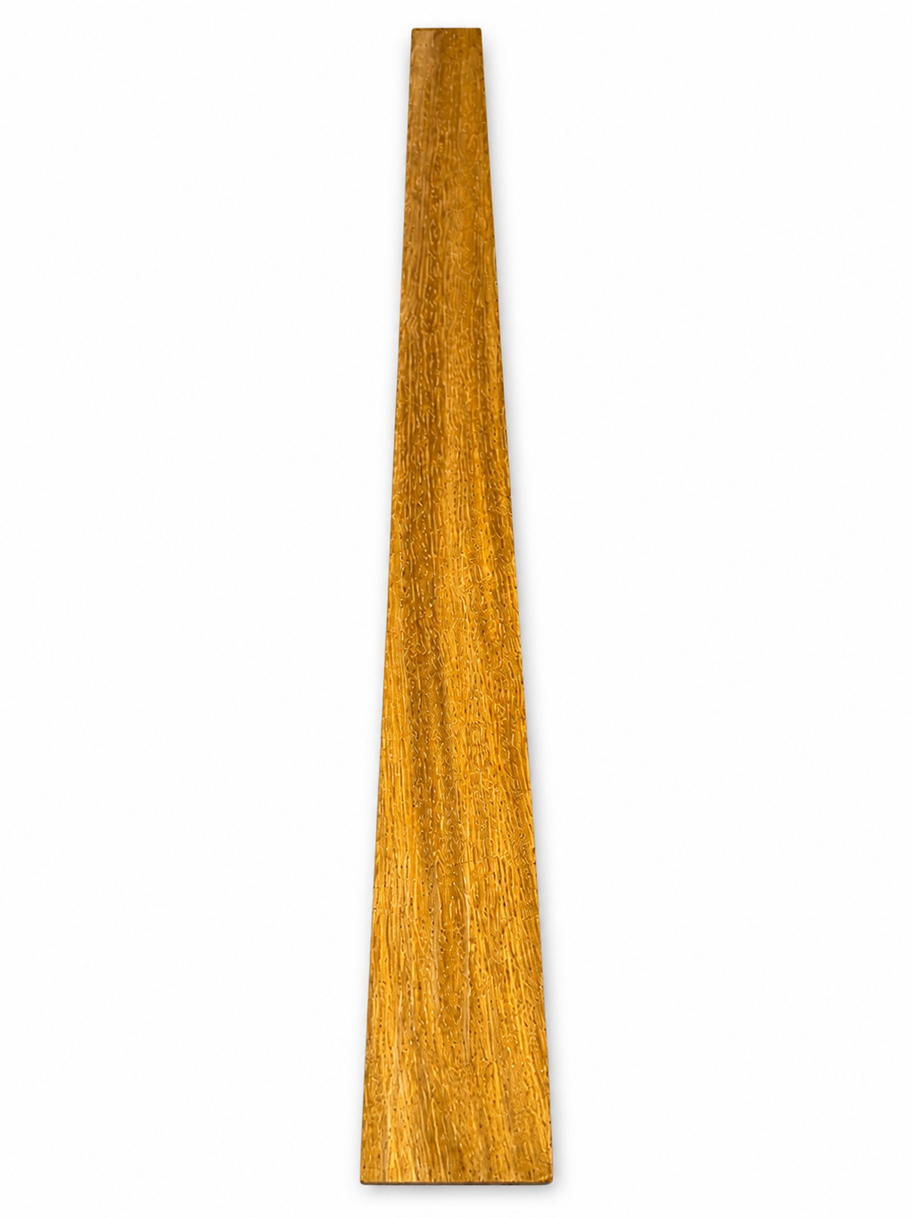 Golden chatoyant hardwood board, 33.4375 in, clean luminous grain
