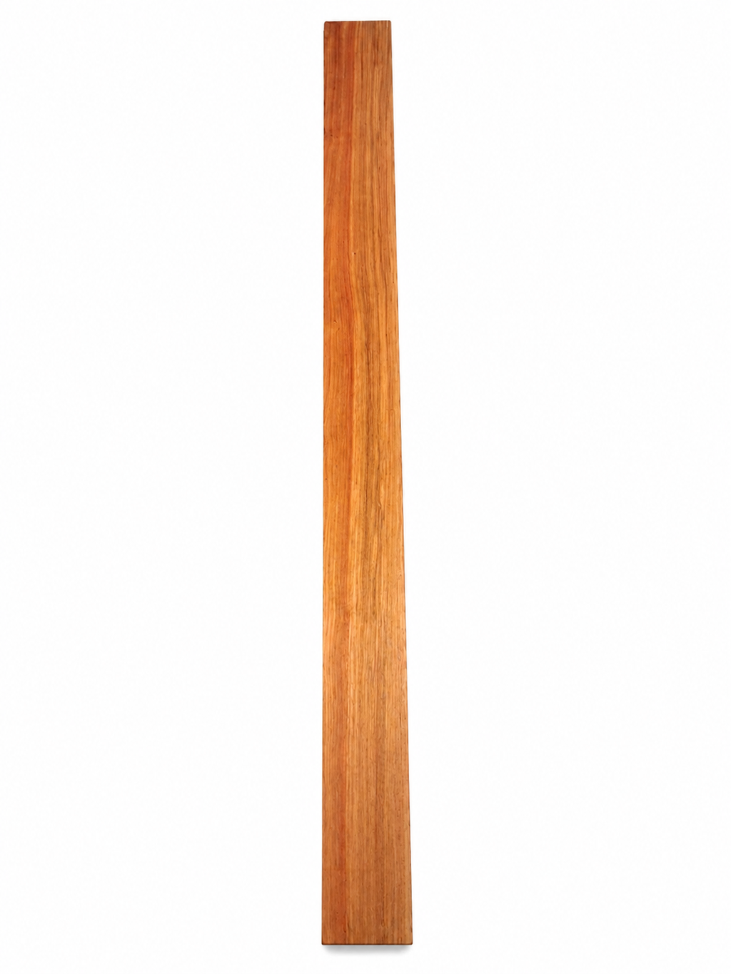Chatoyant exotic hardwood board, 40 in, golden-brown silky grain