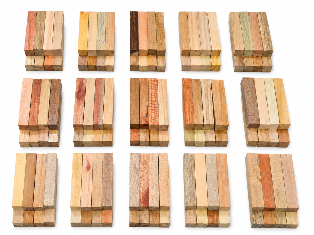 Chatoyant exotic wood pen blanks, mystery pack of 8