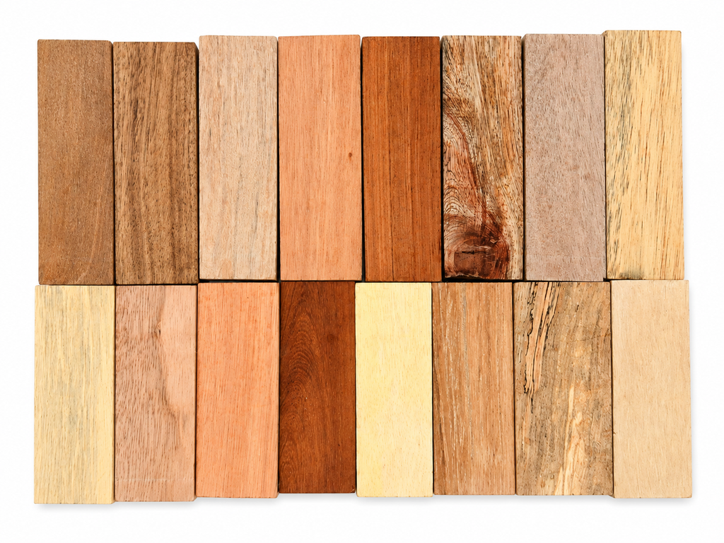 Assorted exotic wood blanks, exact 16 pack, 2 × 1 × 7 in minimum