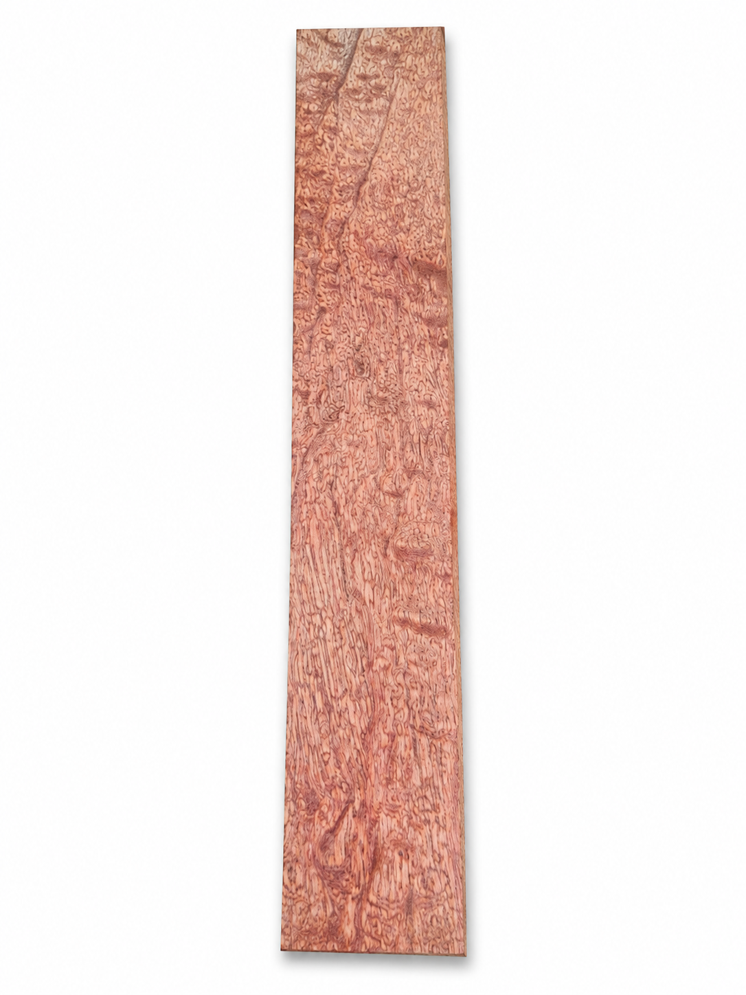 Pommelé exotic hardwood turning blank, 21.75 in, pink salmon copper figure