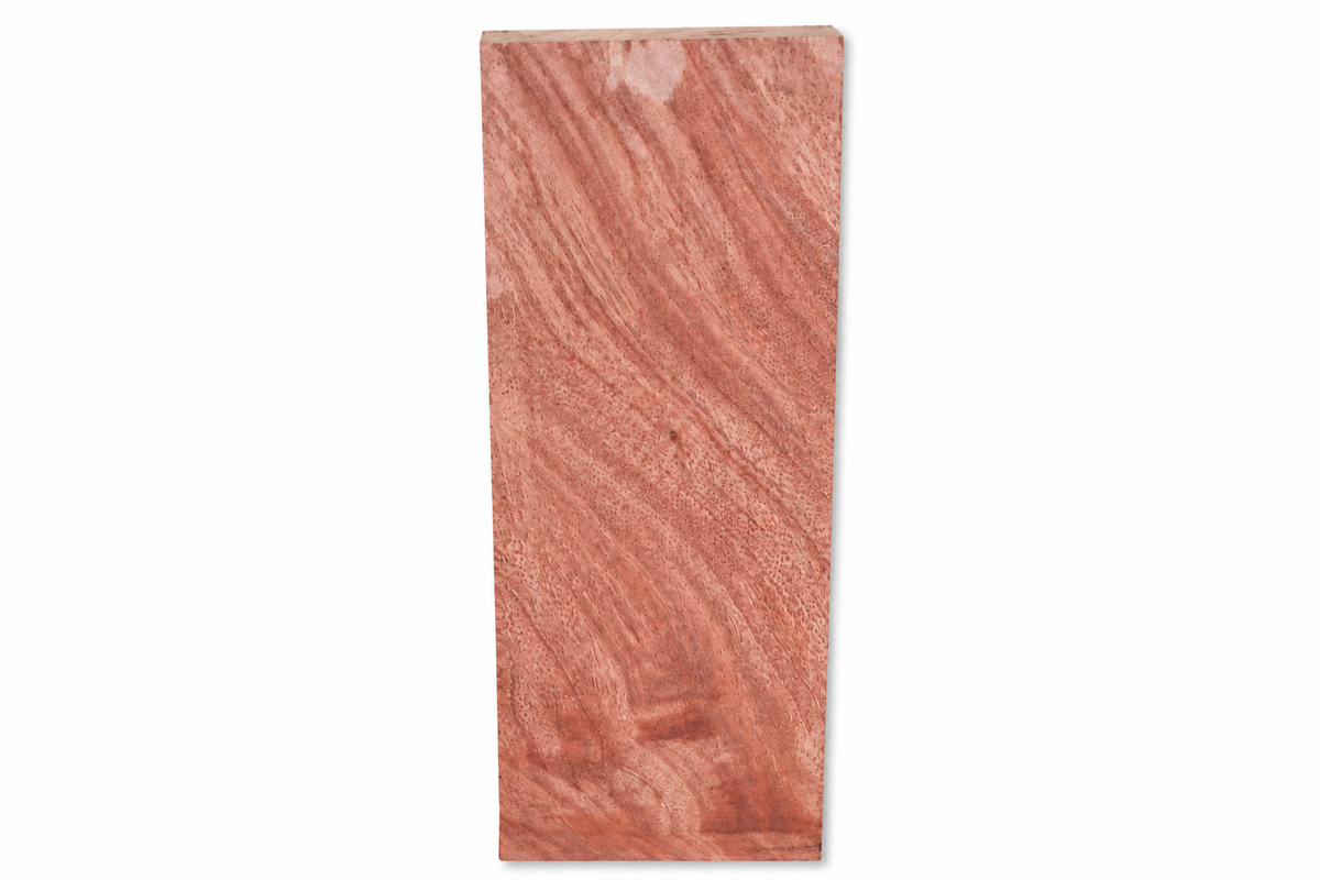 Rose-tone hardwood board, 14.75 in, mottled salmon and copper grain