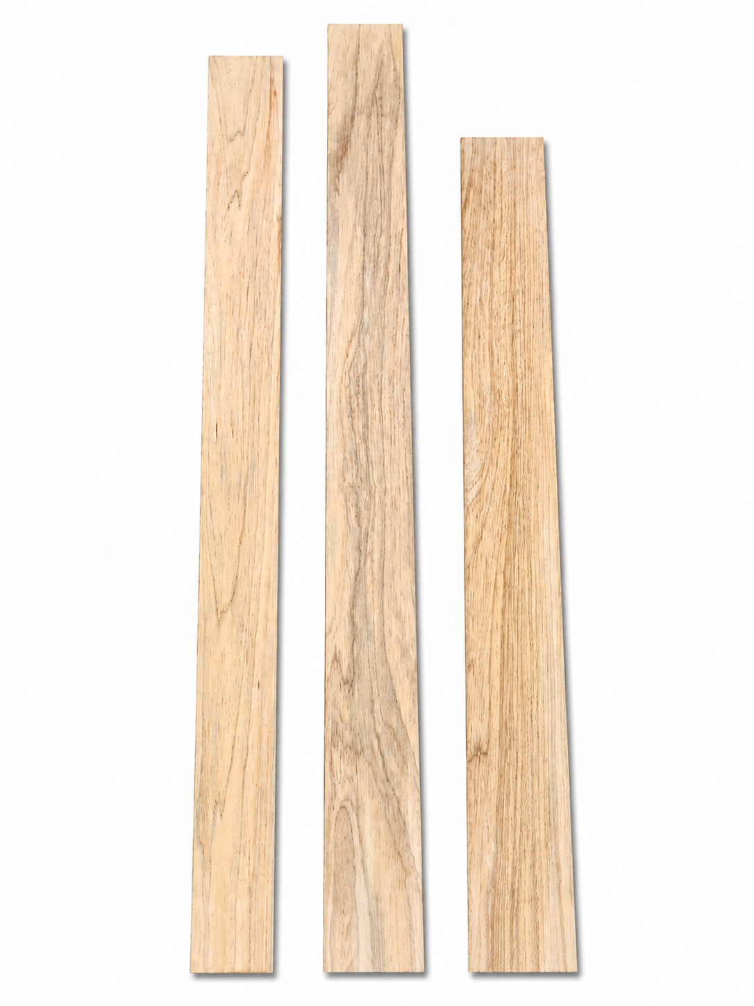 Lot #50, three long exotic hardwood boards in blonde and cream tones