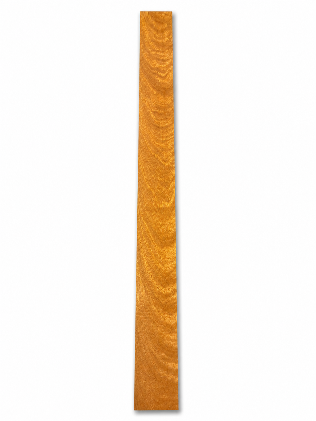 Golden figured chatoyant hardwood board, 33.875 in, subtle shimmer