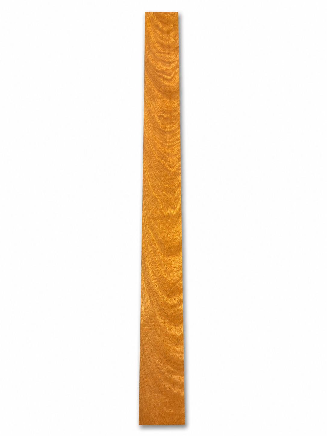 Golden figured chatoyant hardwood board, 33.875 in, subtle shimmer