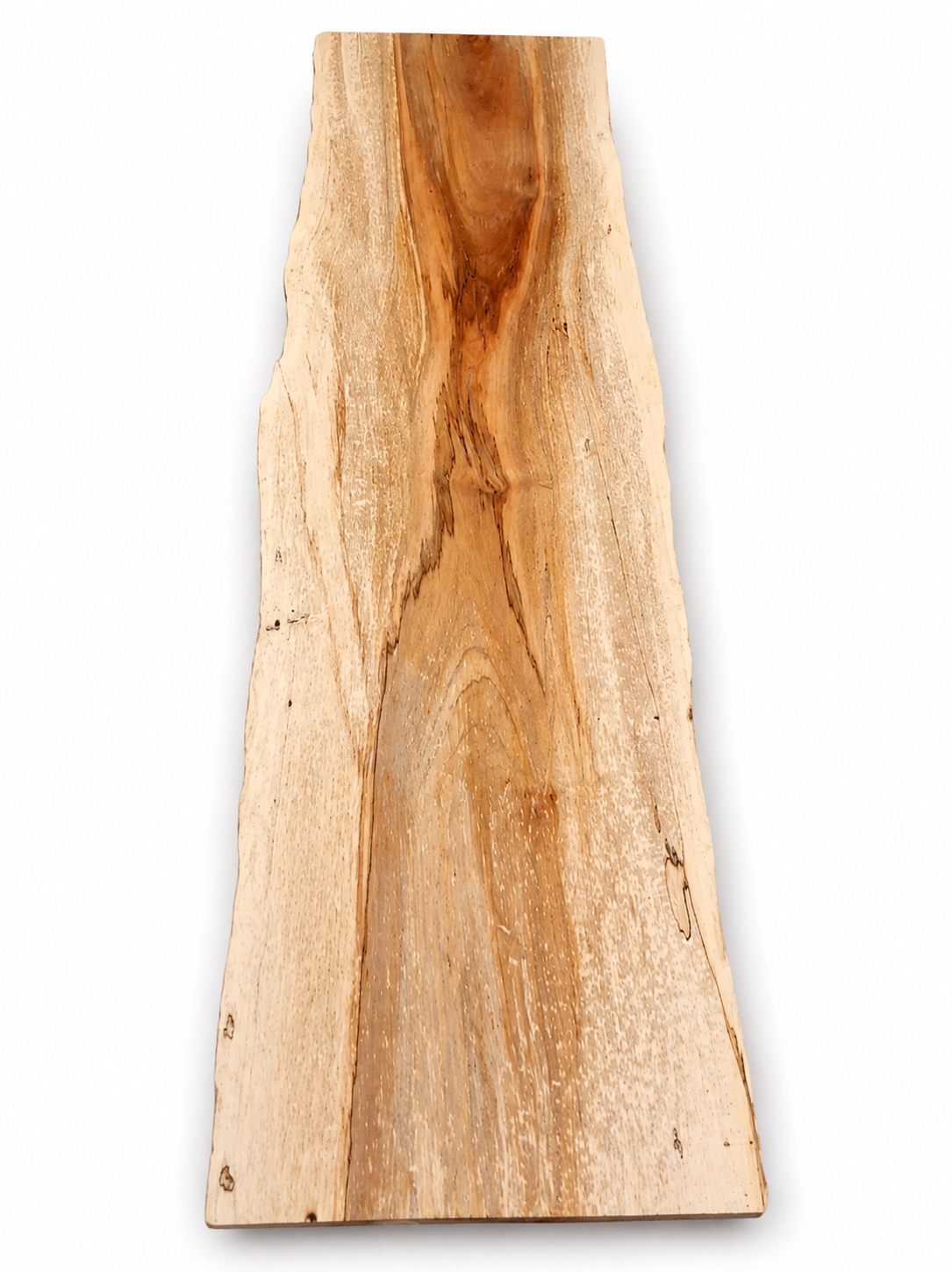 Spalted Cherry live-edge board, 25 in, tapered shape and flowing grain