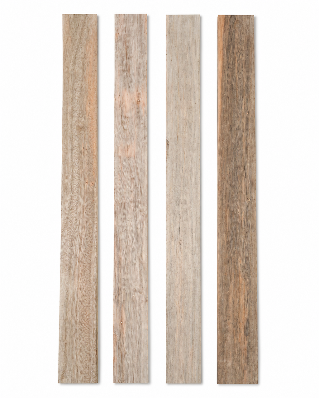 Lot #1, four exotic hardwood long boards, exact pieces shown