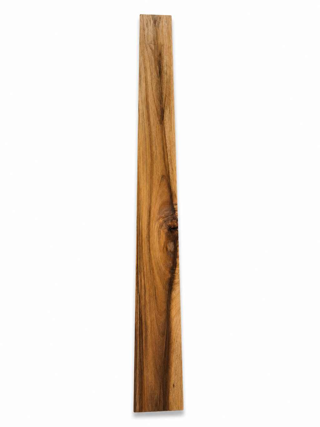Premium Tectona grandis board with golden-brown figured grain