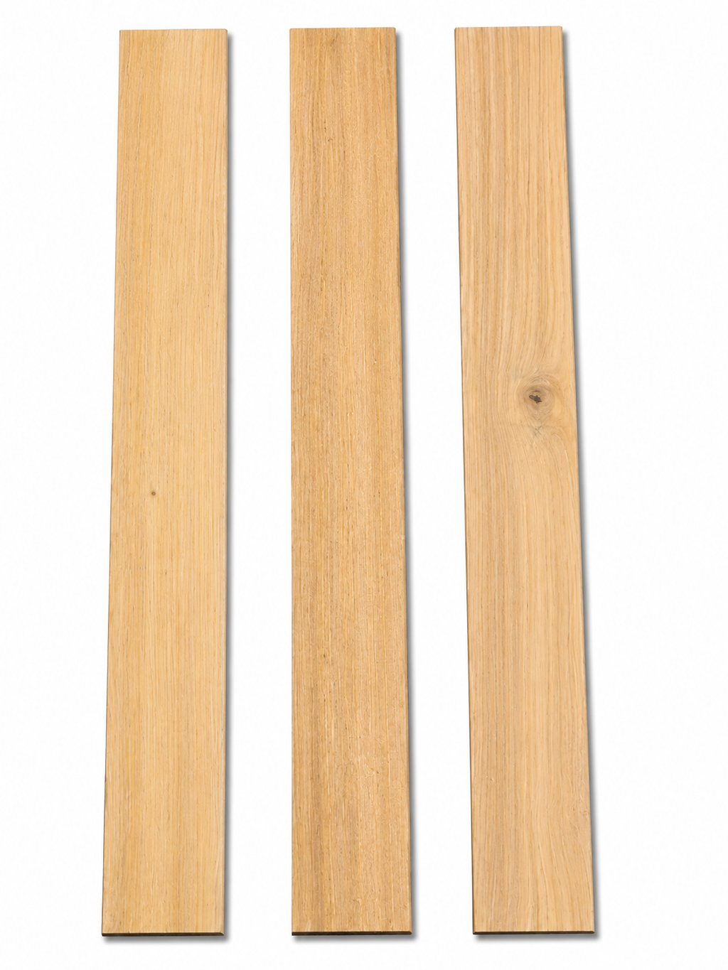 Lot #46, three blonde exotic hardwood boards with light golden tones
