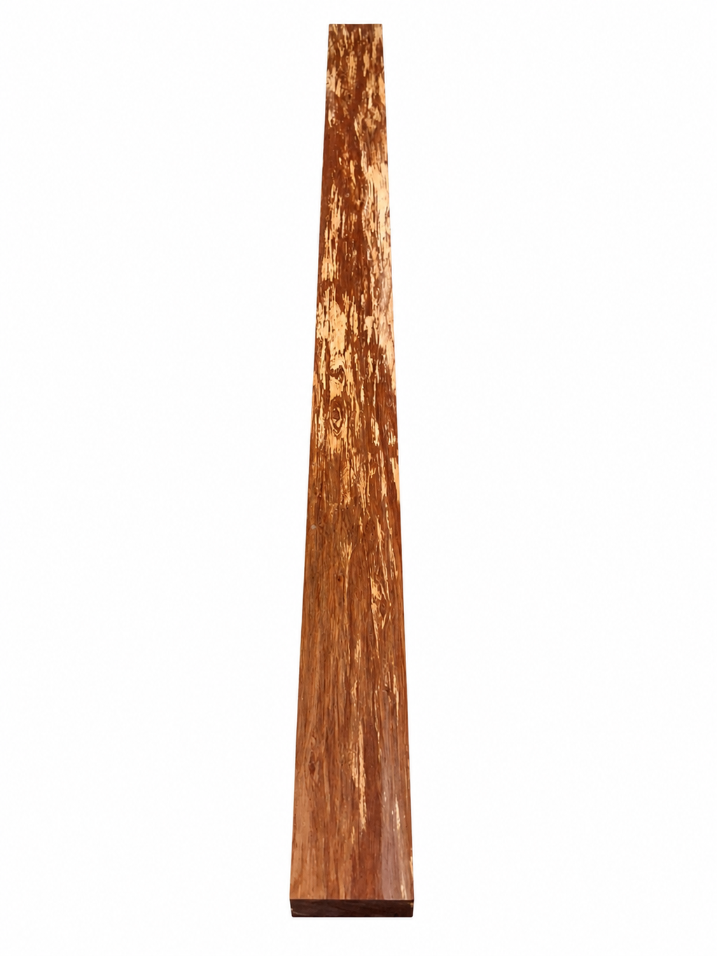 Figured exotic hardwood board, exact 40 in, golden-brown contrasting grain