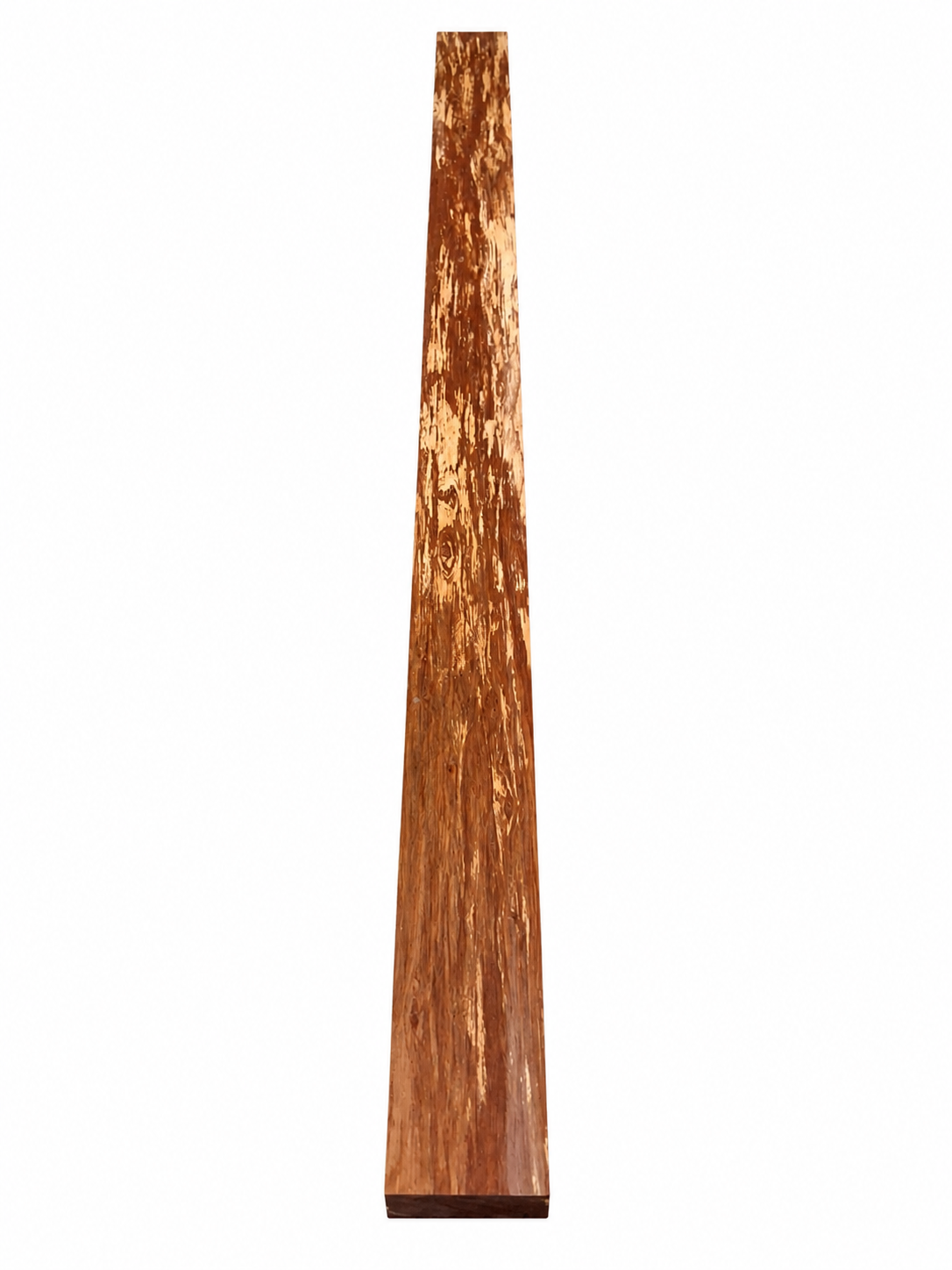 Figured exotic hardwood board, exact 40 in, golden-brown contrasting grain