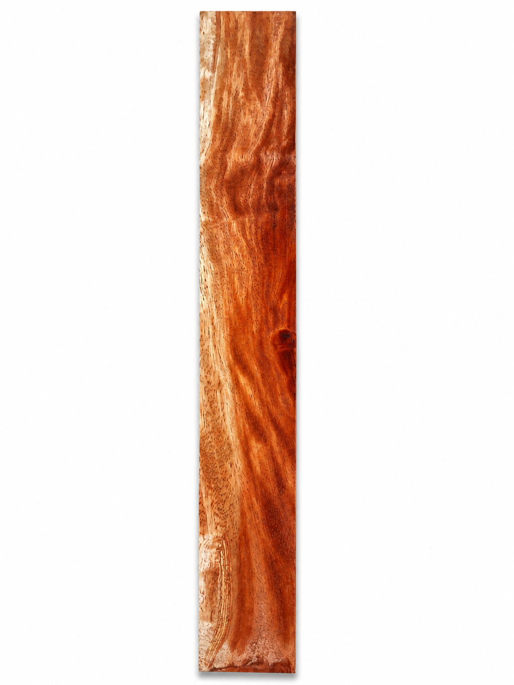 Rosewood board blank, 18.75 in, reddish-orange flowing figure
