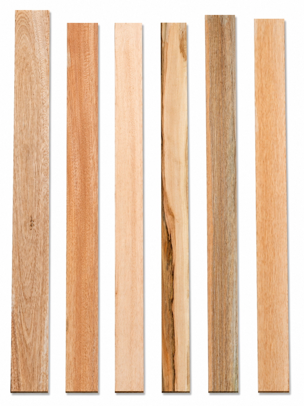 Lot #40 exotic hardwood boards with cream, golden and darker tones