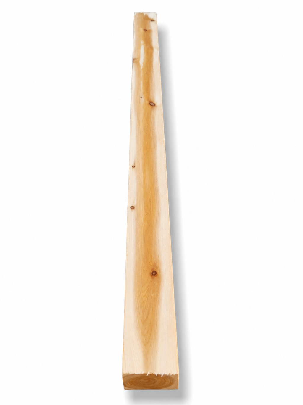 Premium cedar beam blank with natural knots and warm golden color