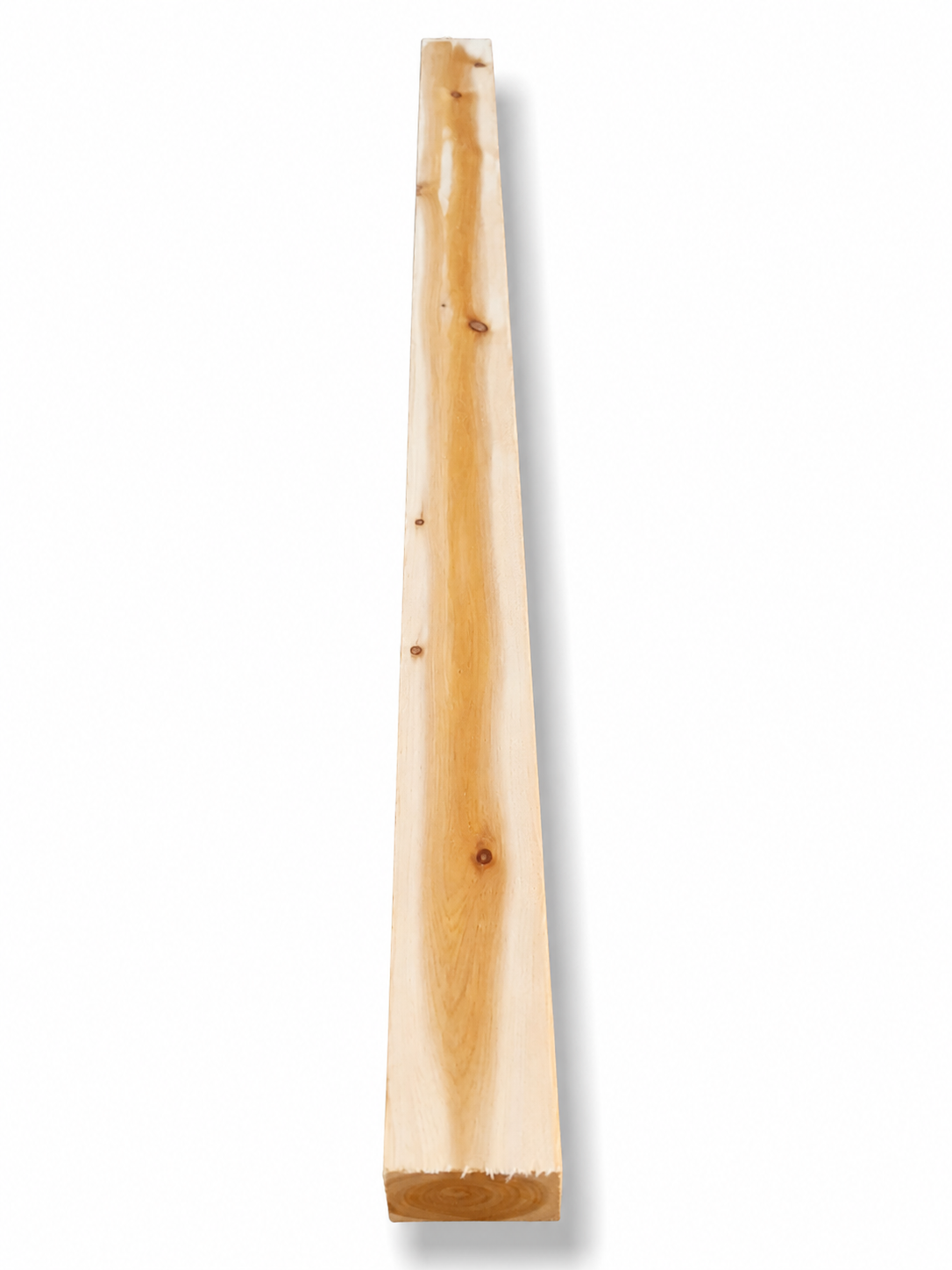 Premium cedar beam blank with natural knots and warm golden color