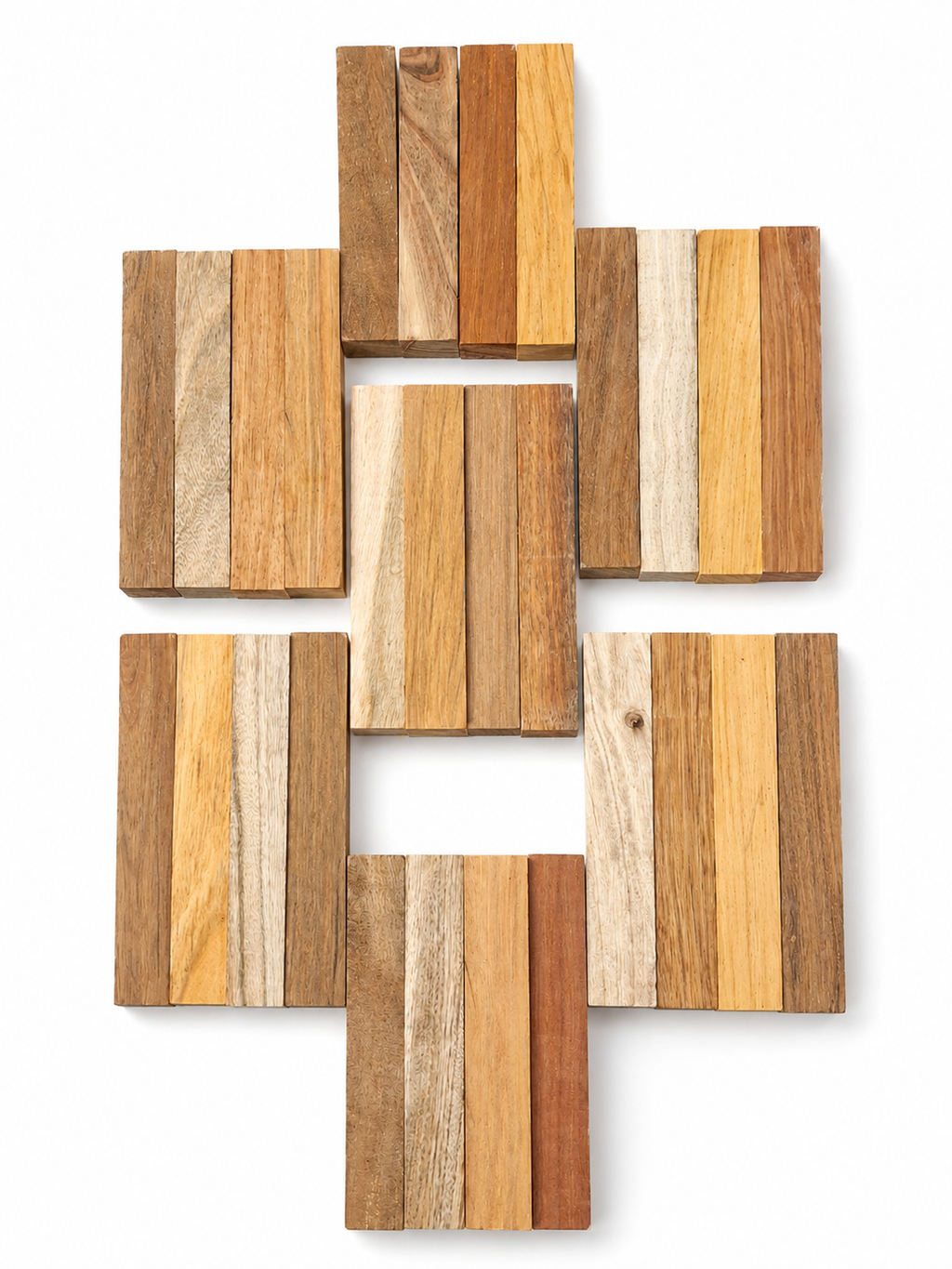 Exotic pen blanks, pack of 4, African Walnut, Eucalyptus and two unidentified woods