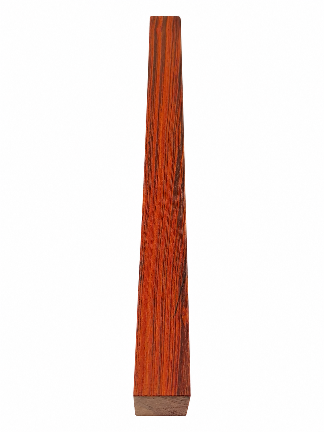 Premium Moabi blank showing red heartwood, sapwood and dark grain