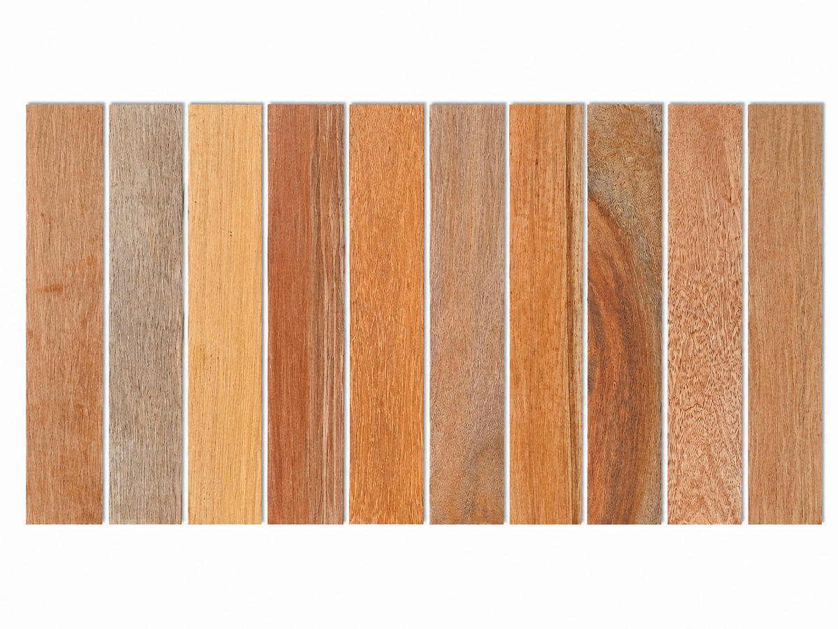 Lot B exotic hardwood board pack, 10 boards, 12 in minimum