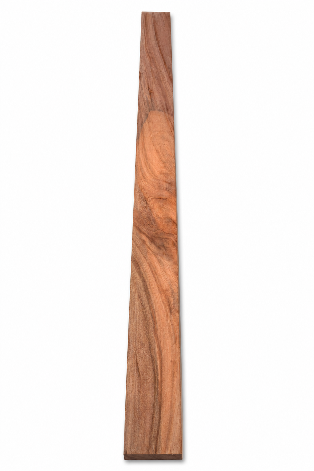 Exotic hardwood board with rose-violet color and chatoyant figure