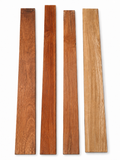 Lot #28, four highly figured exotic hardwood boards with golden and reddish tones