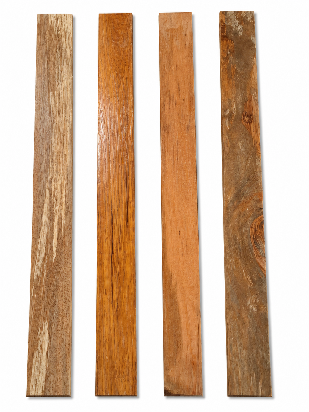 Lot #41 exotic hardwood boards with brown, golden-orange and dark grain
