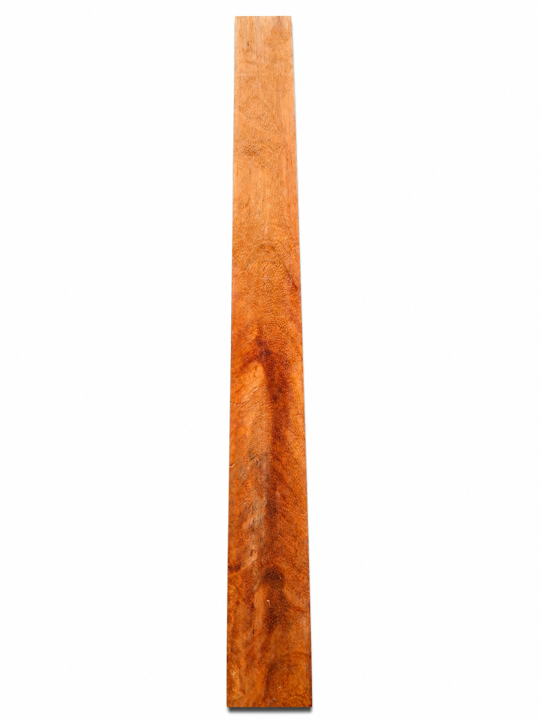 Premium Kempas board with vivid orange grain and dense hardwood figure