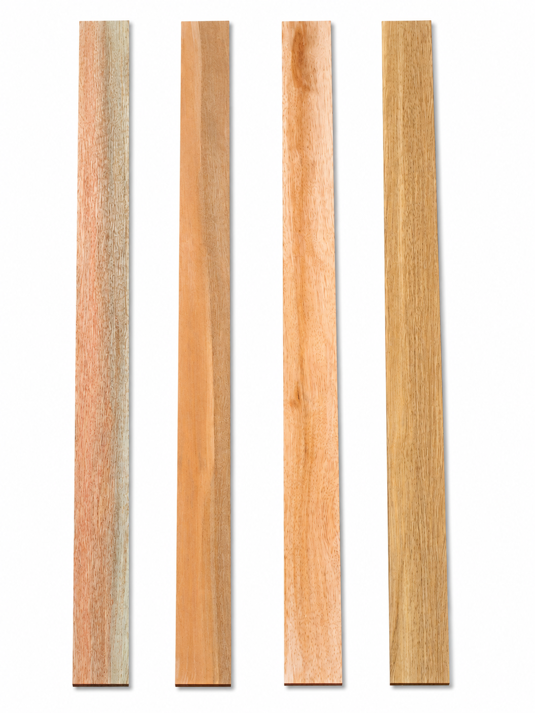 Lot #42, four curly figured hardwood boards with rippled grain