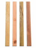 Lot #39, four long exotic hardwood boards with distinct natural color variation