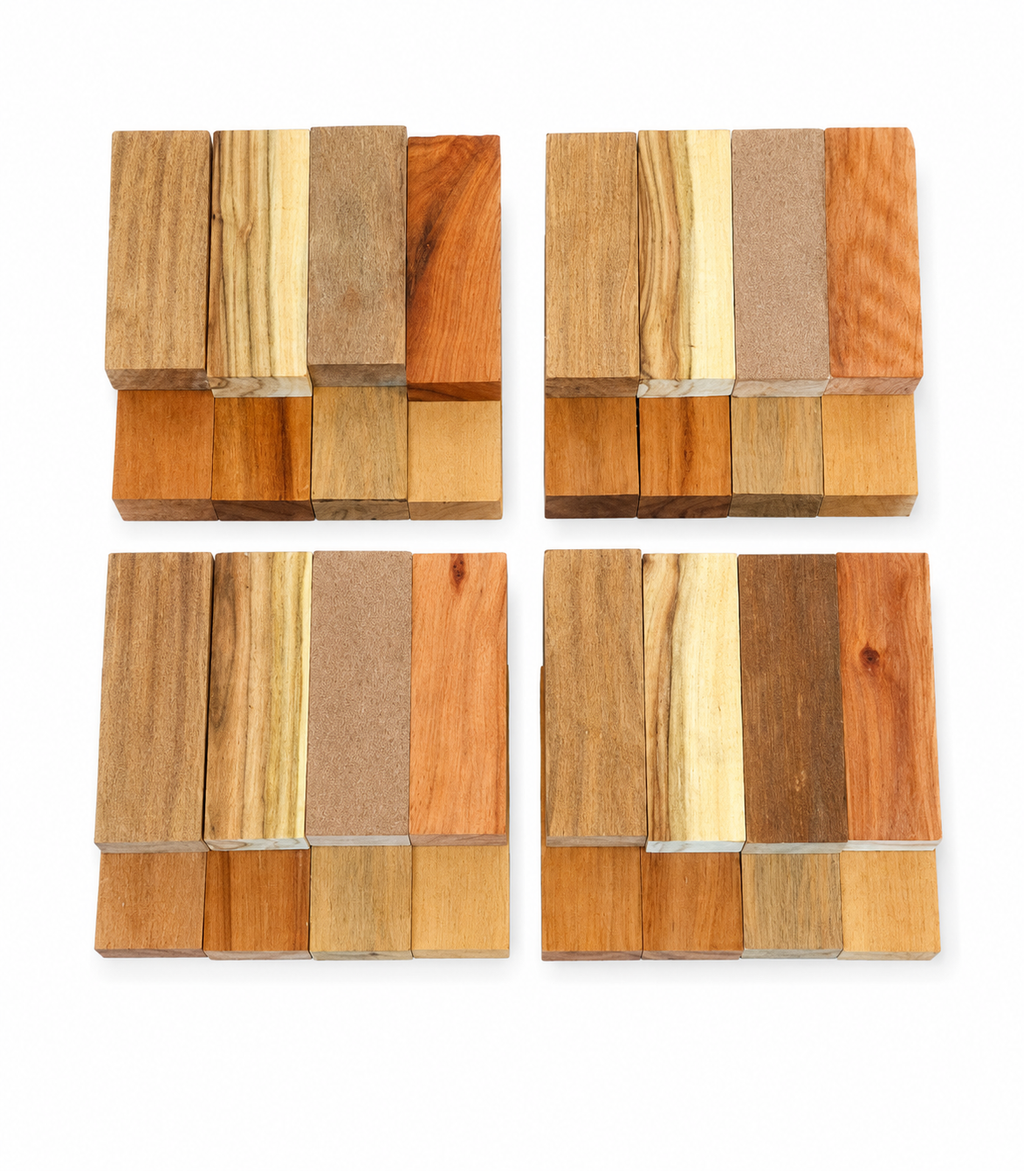 Exotic wood blanks variety pack, 8 blocks, 2 × 1 × 6 in minimum