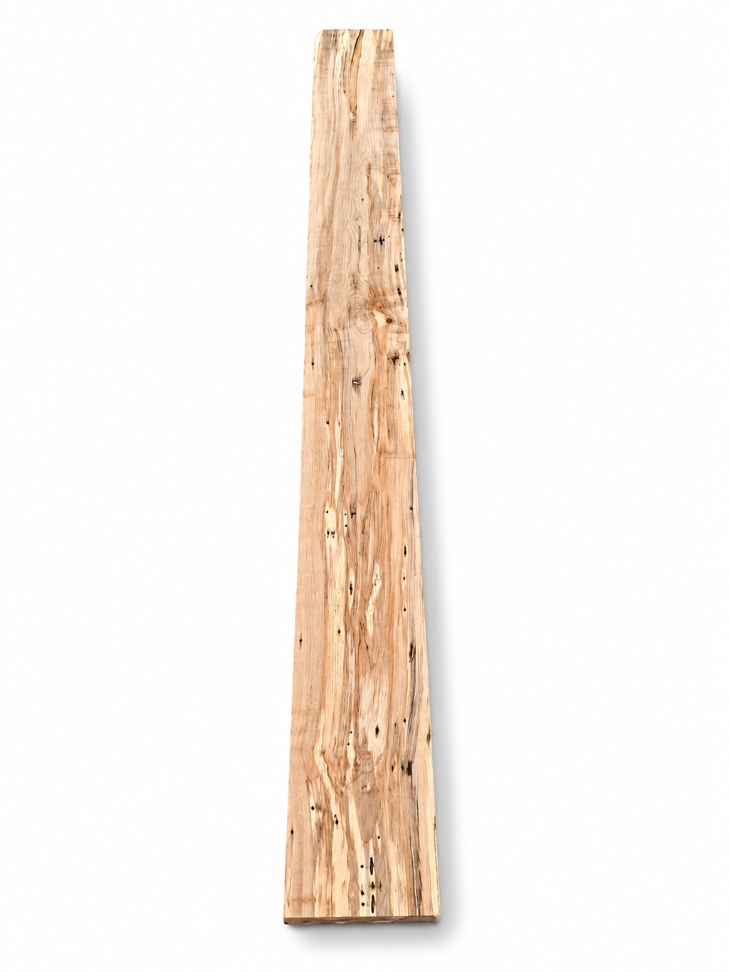 Opposite face of Spalted Maple timber with golden grain and insect galleries