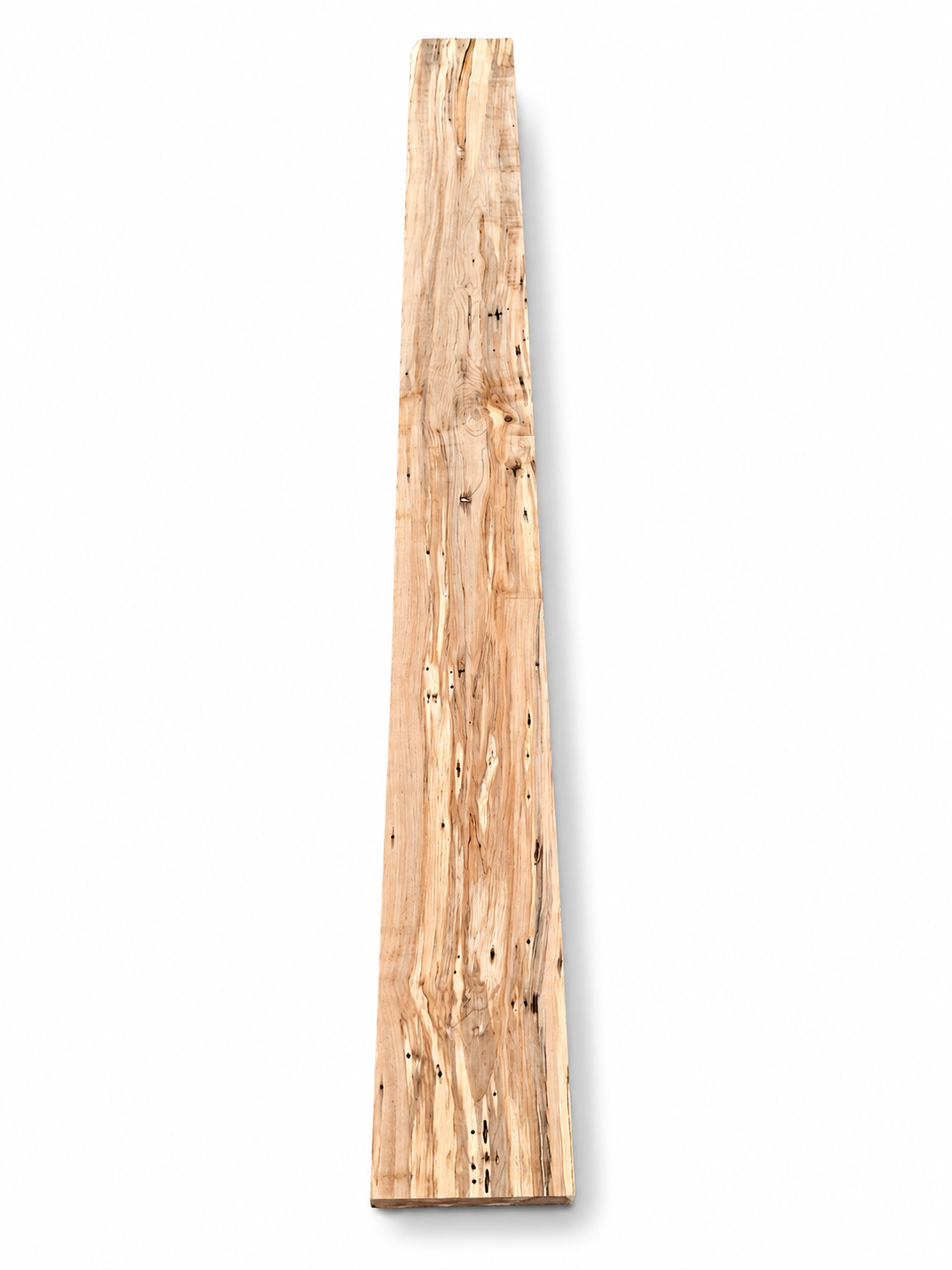 Opposite face of Spalted Maple timber with golden grain and insect galleries