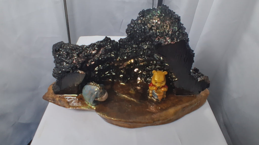 Winnie the Pooh & Eeyore – One-of-a-Kind Wood & Epoxy Woodland Sculpture
