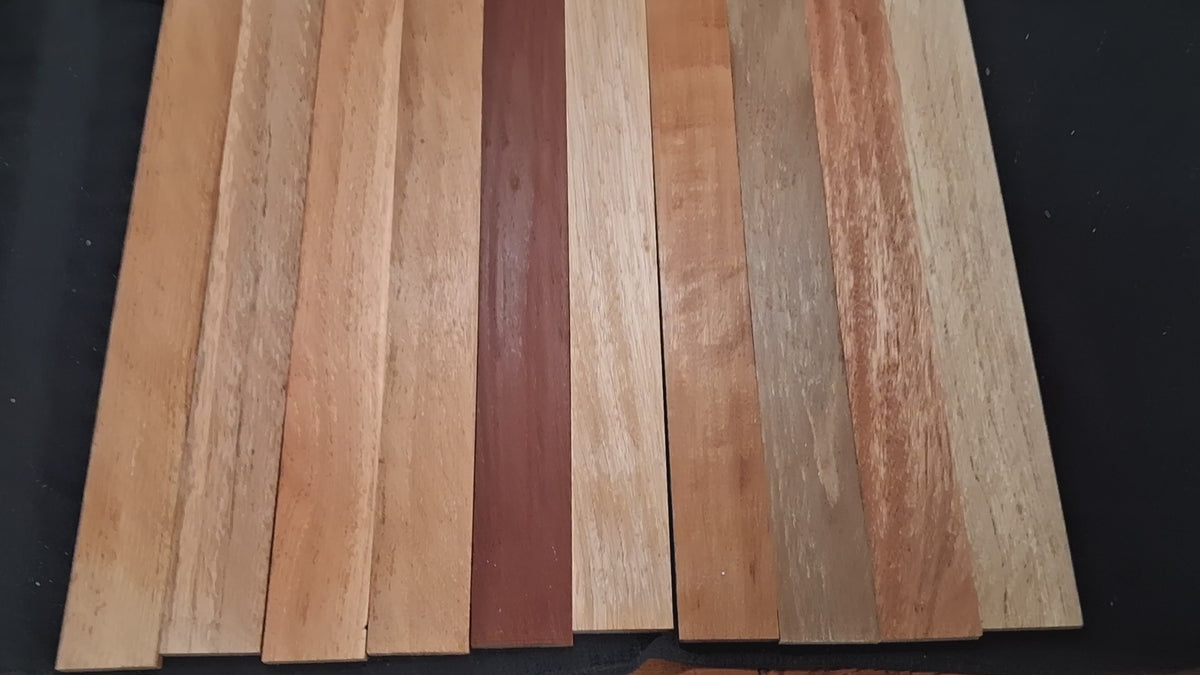 Premium Exotic Hardwood Board Pack – 10 Boards – 24" × 2¼" × 5/16" Min. – Lot A