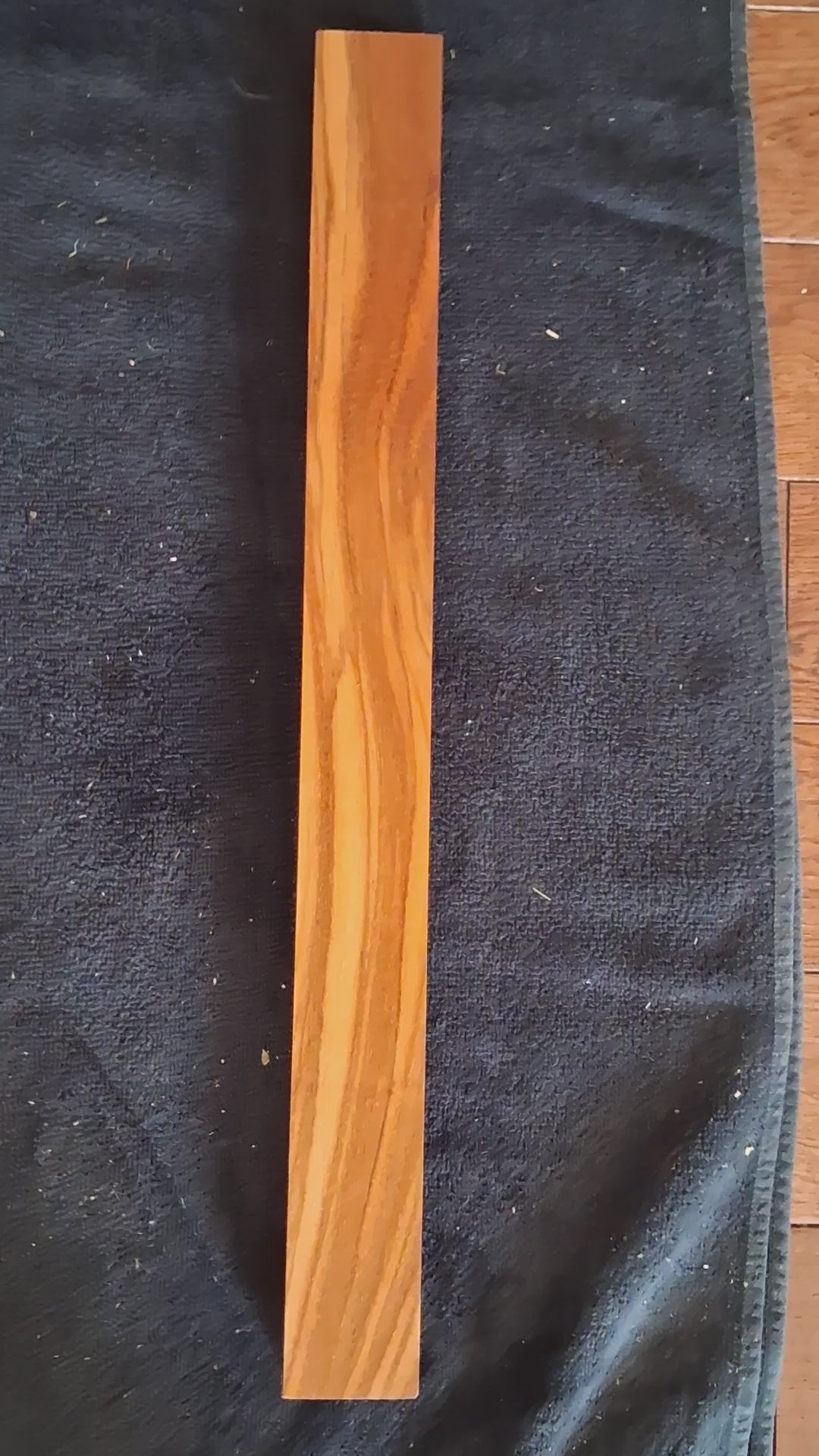 Dense exotic hardwood blank showing cathedral grain, natural knot and texture from multiple angles