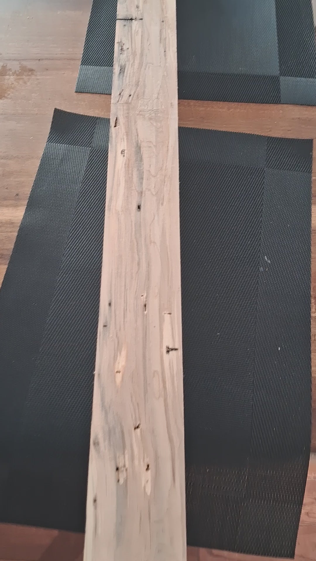 Video showing natural knots, galleries and varied grain on the 34½-inch spalted maple timber