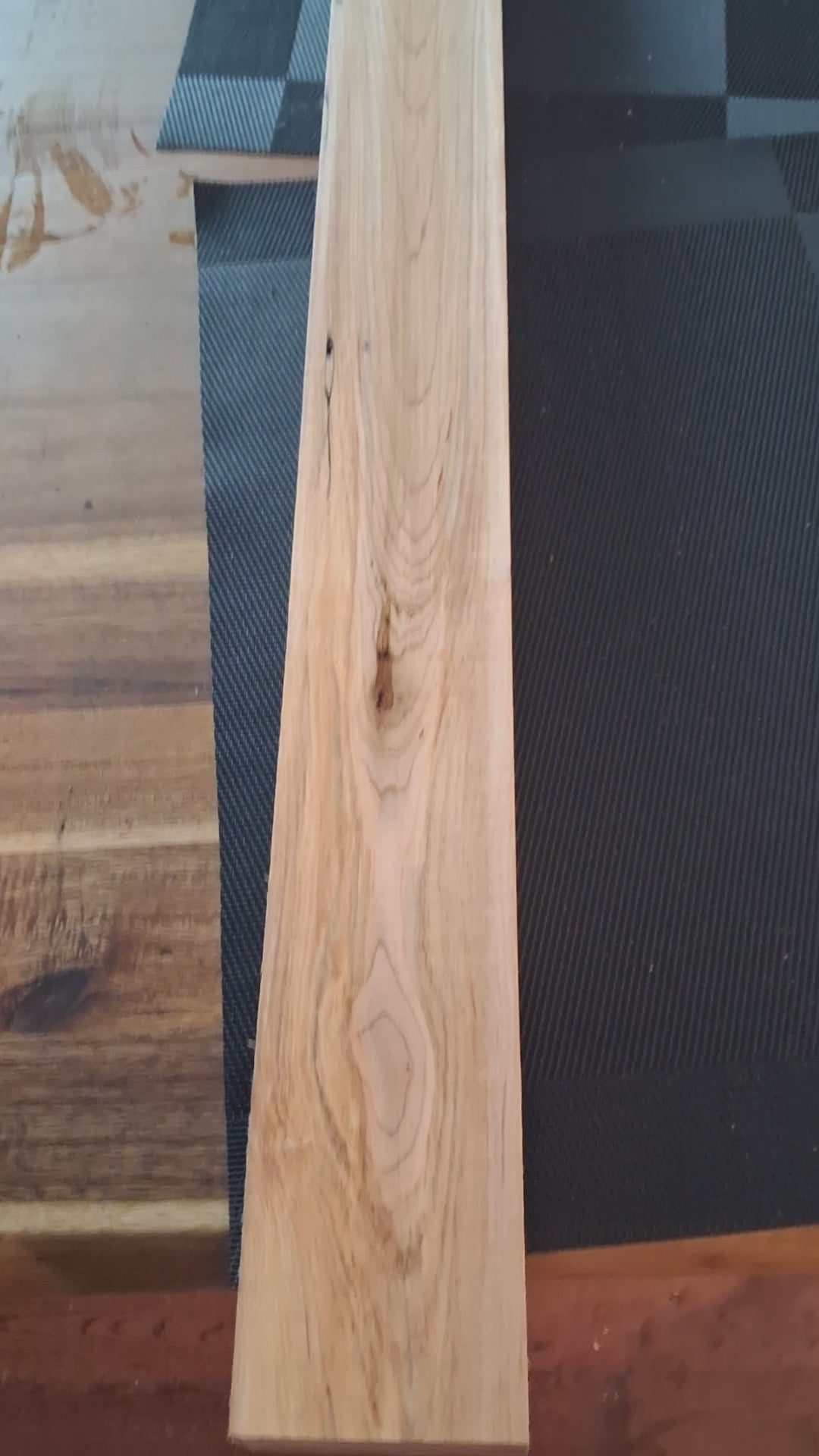 Video showing all sides of the 45¼-inch spalted maple blank, including knots and dark zone lines