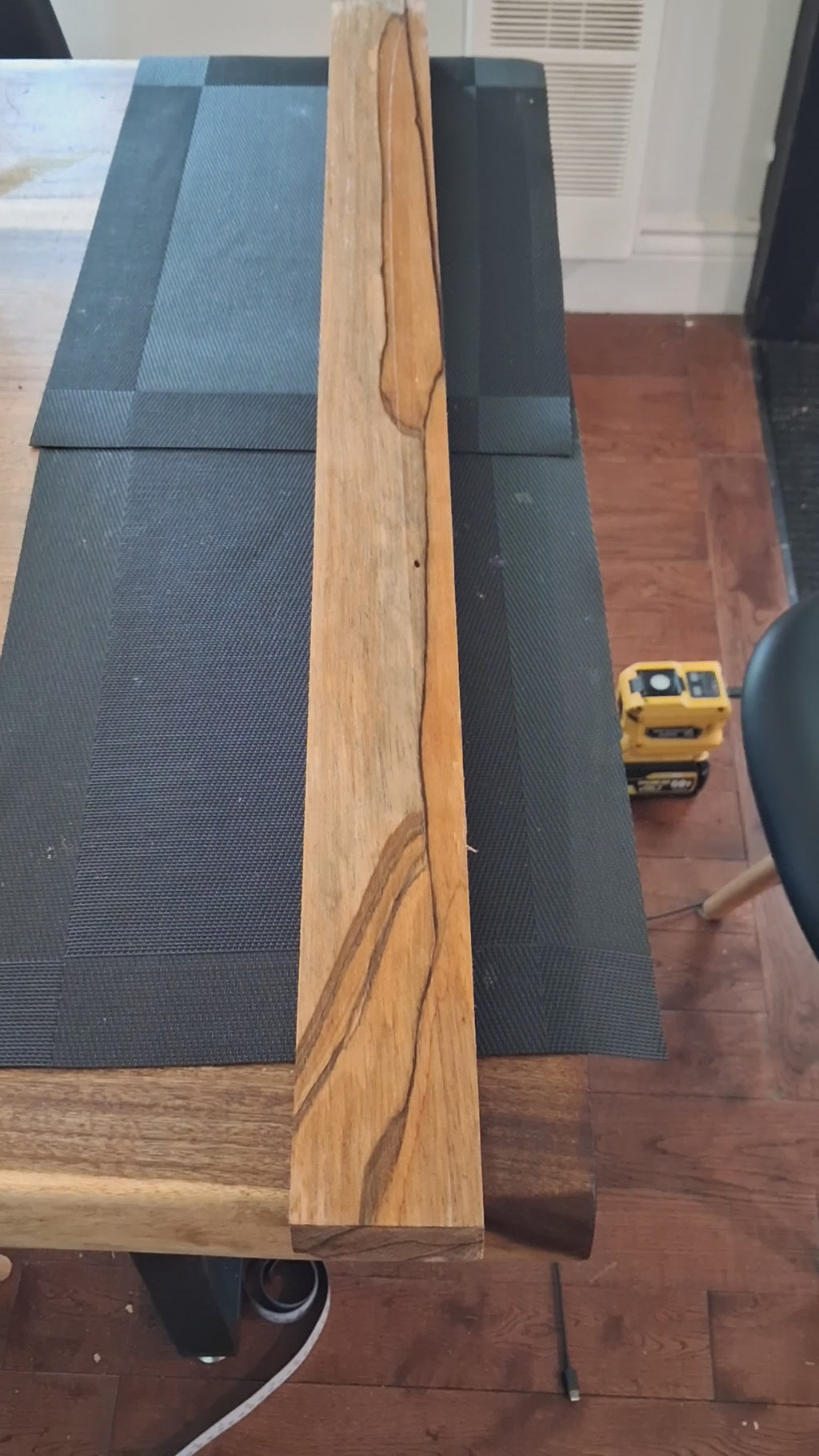 Premium Exotic Hardwood Board – Dramatic Black Figured Grain – 35" × 2⅞" × 1⁷⁄₁₆" – 0.83 g/cm³ – Unique Piece