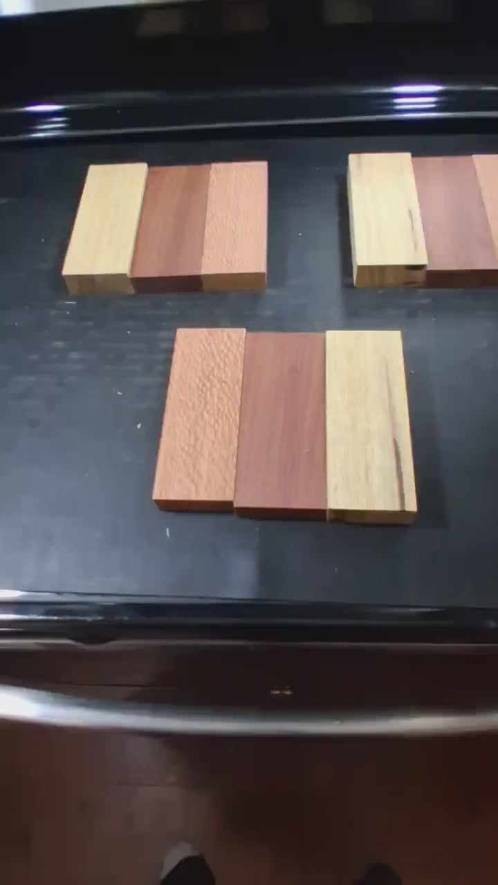 Seasoned Exotic Hardwood Blanks – 3-Pack (Lacewood, Black Limba, Madras) – product video