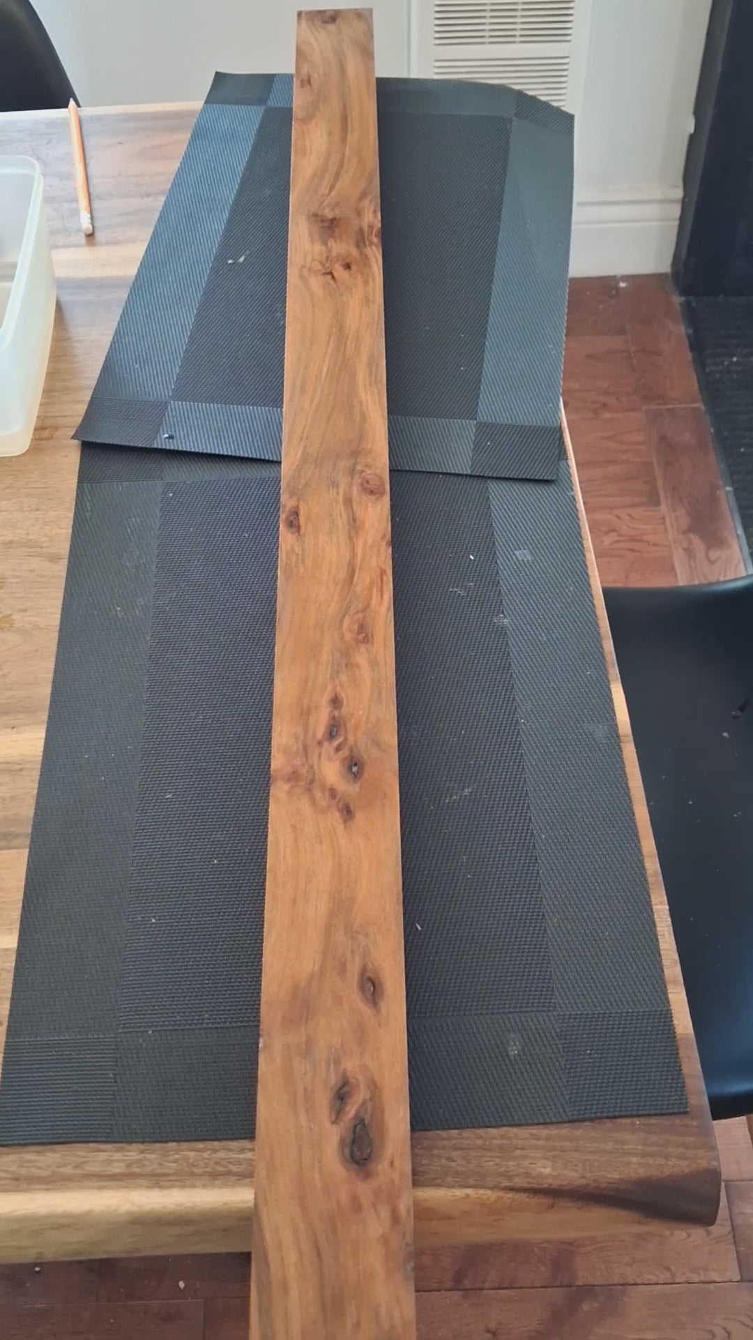 Premium African Walnut "Pearl Eyes" Exotic Hardwood Board – 39¾" × 2⁷⁄₁₆" × 1⅛" – 1.07 g/cm³ – Unique Piece