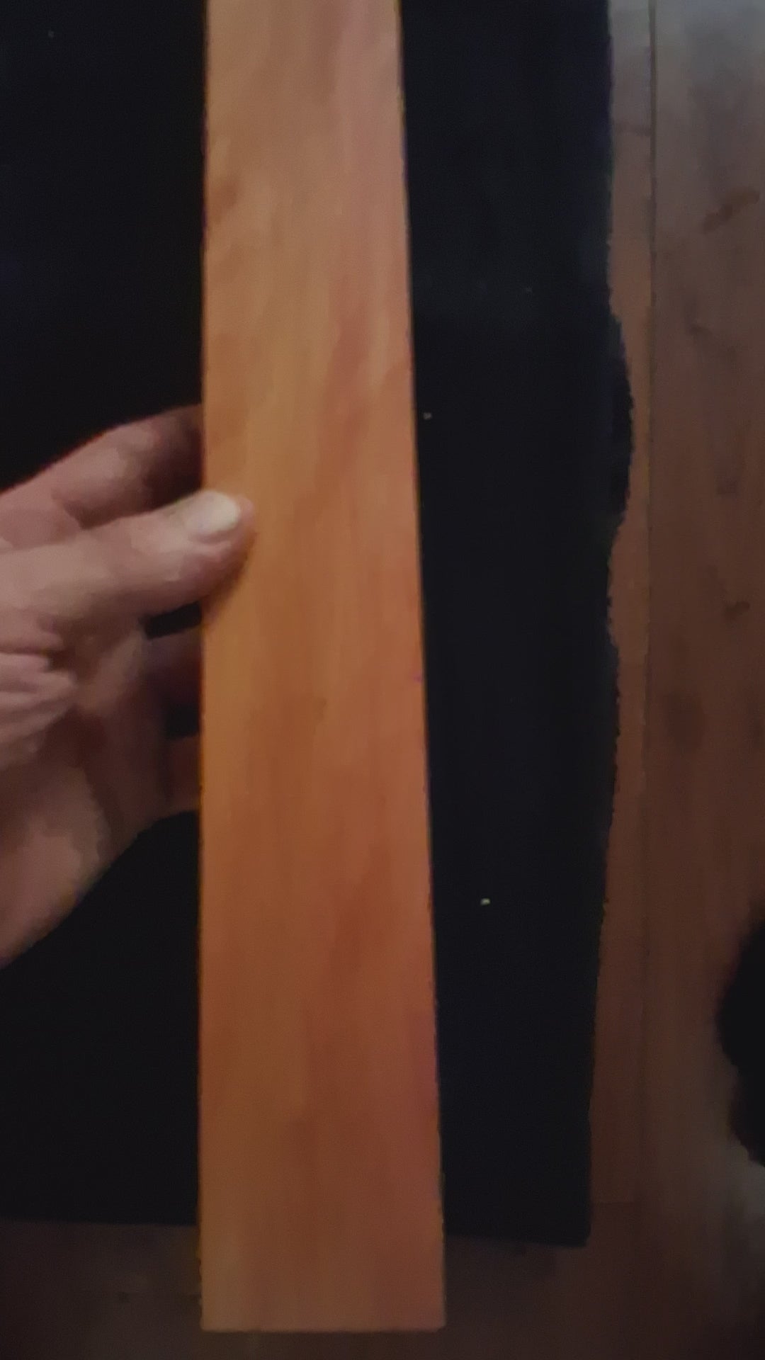 Video of a Pink Ivory wood blank showing its faces, edges and shifting peach-to-pink grain